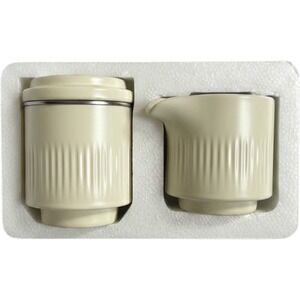 Citrine Everyday Creamer‎ Sugar Set Unisex Cream New Ribbed Ceramic Magenta